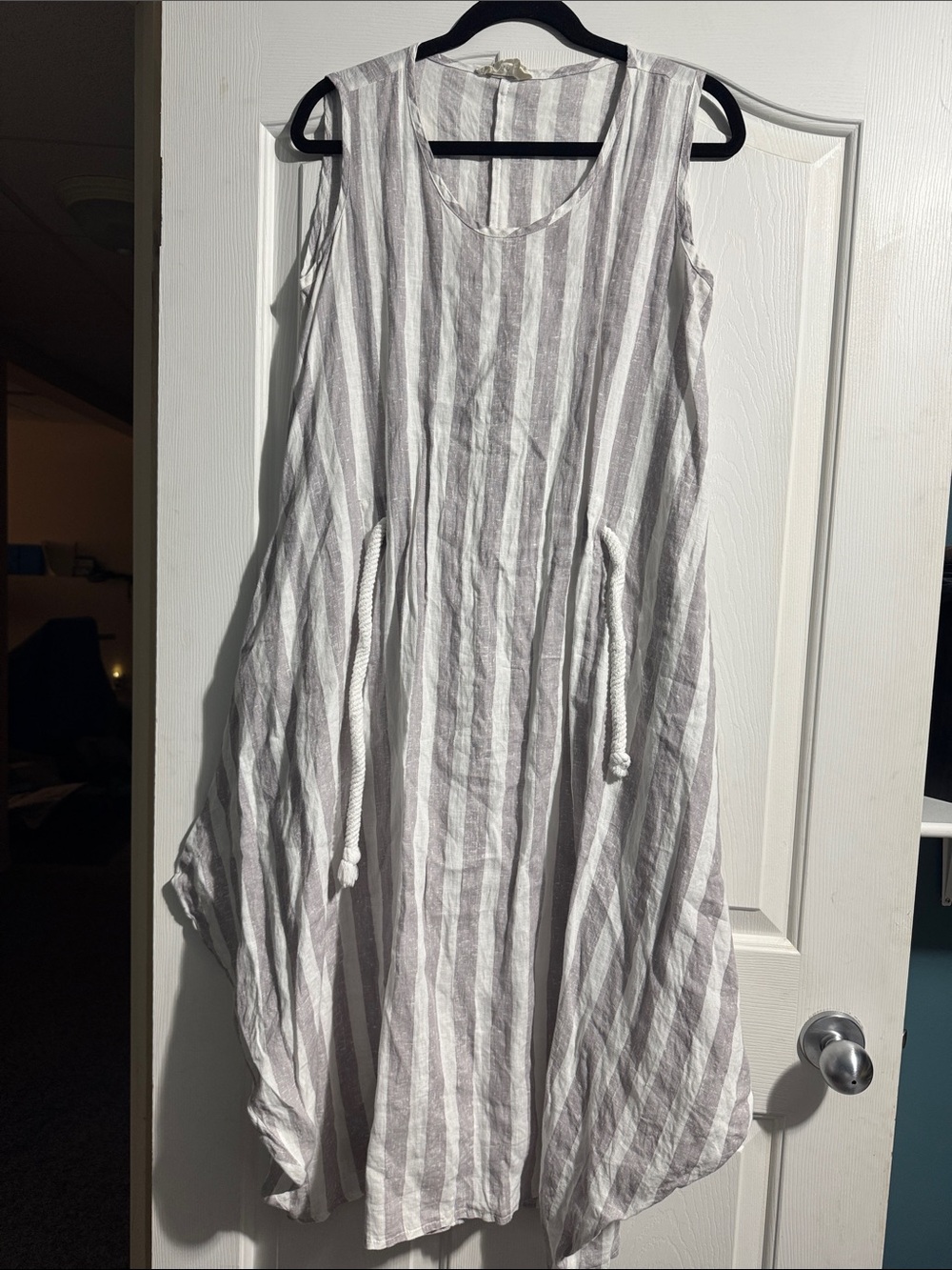 Luukaa Linen Blend Striped Bubble Dress | US 8 | Lagenlook | Oversized | Pockets - Picture 3 of 11